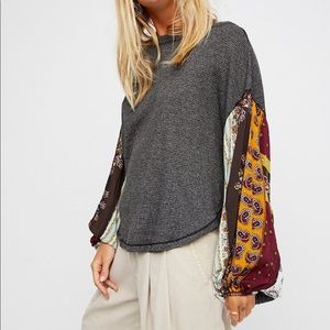 FREE PEOPLE ☆ Patchwork Sleeve Thermal Top
